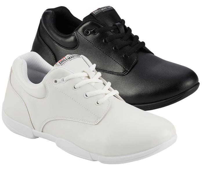 black and white Super Drillmasters marching shoes
