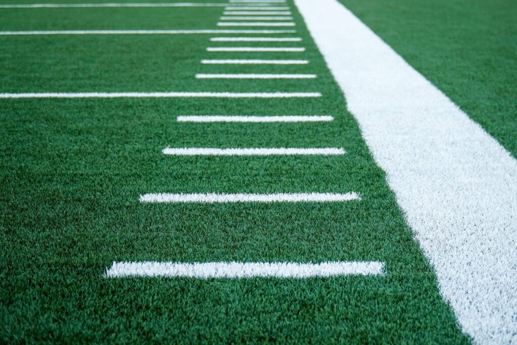 detailed view of football field turf
