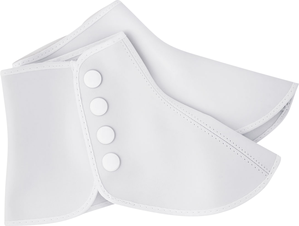 White vinyl snap-on spats